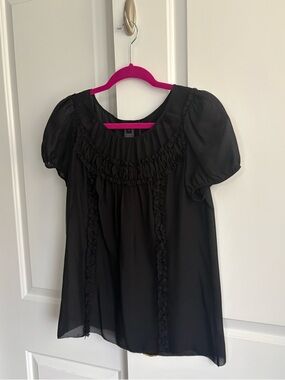 Marc by Marc Jacobs Black Short Sleeve Silk Blouse Sz Small